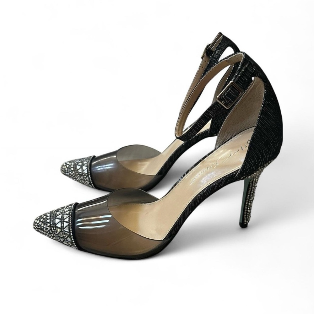 Betsey Johnson Black and Silver Heels